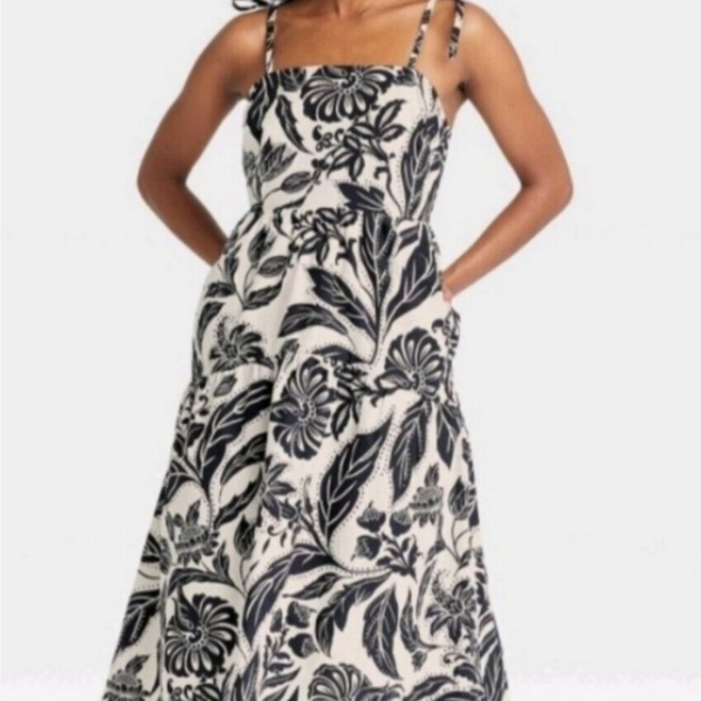 WHO WHAT WEAR Batik Floral Birch Dress, Size L